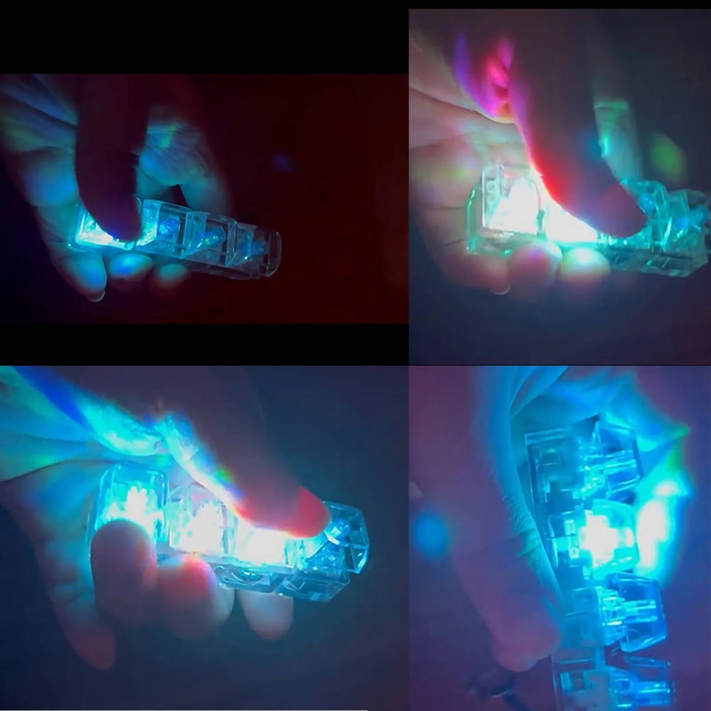 Keyboard Transparent Decompression Toys 4 Keys Keyboard Clicker Toy with LED Light Keyboard Fidget Toy School Bag Pendant